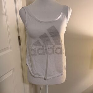 adidas White Tank Top with Gray Logo